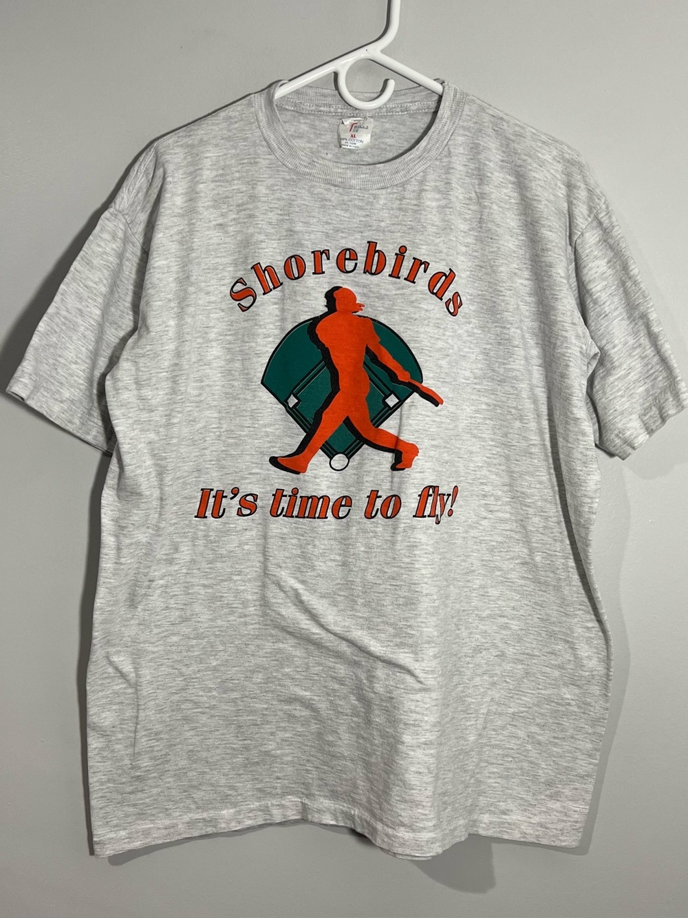 Vintage Delmarva Shorebirds Baseball Gray Orange Single Stitch T-Shirt Mens XL